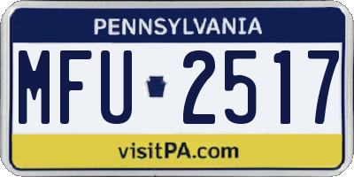 PA license plate MFU2517