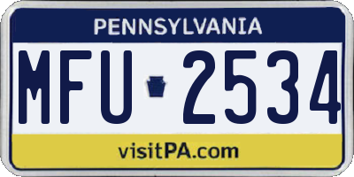PA license plate MFU2534