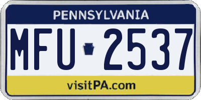PA license plate MFU2537