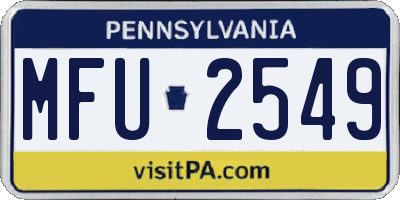 PA license plate MFU2549