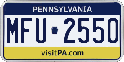 PA license plate MFU2550