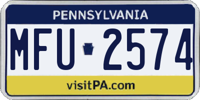 PA license plate MFU2574