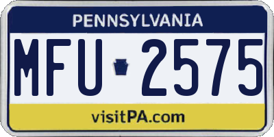 PA license plate MFU2575