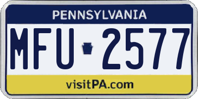 PA license plate MFU2577