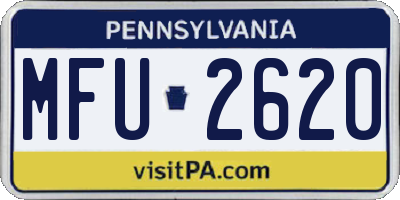 PA license plate MFU2620