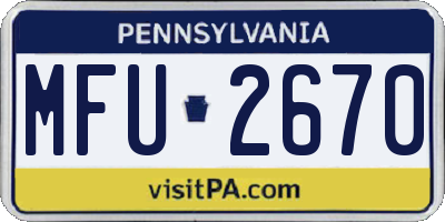PA license plate MFU2670