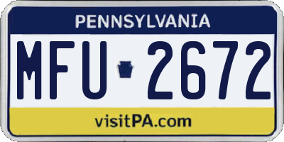 PA license plate MFU2672