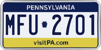 PA license plate MFU2701