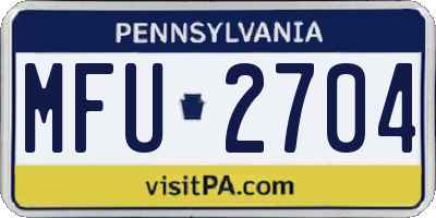 PA license plate MFU2704