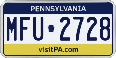 PA license plate MFU2728