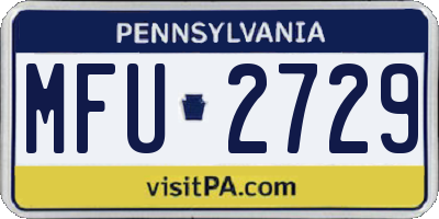 PA license plate MFU2729