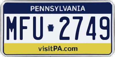 PA license plate MFU2749