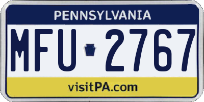 PA license plate MFU2767