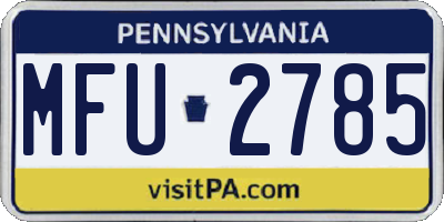 PA license plate MFU2785