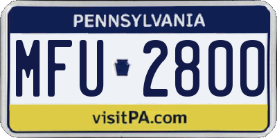 PA license plate MFU2800