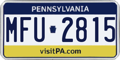 PA license plate MFU2815