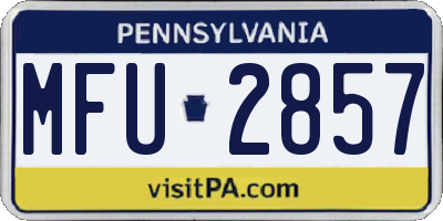 PA license plate MFU2857