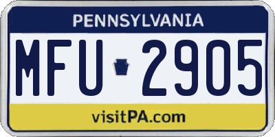 PA license plate MFU2905