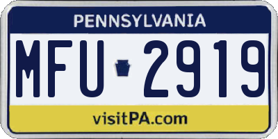 PA license plate MFU2919