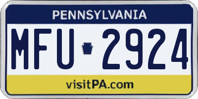PA license plate MFU2924