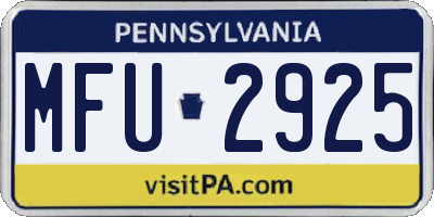 PA license plate MFU2925