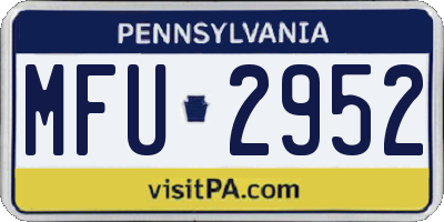 PA license plate MFU2952