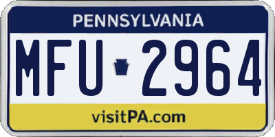PA license plate MFU2964