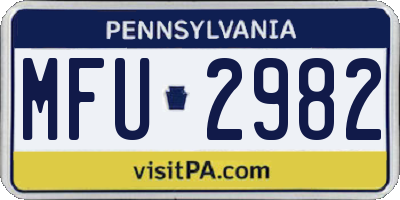 PA license plate MFU2982