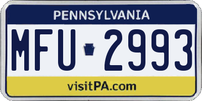 PA license plate MFU2993