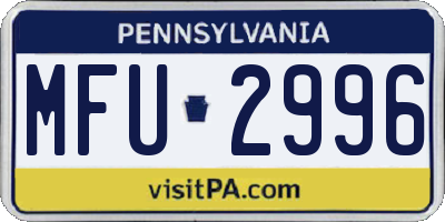 PA license plate MFU2996