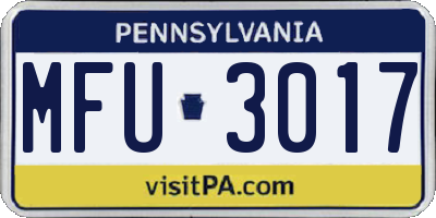 PA license plate MFU3017