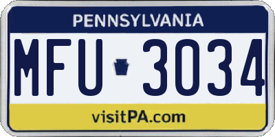PA license plate MFU3034