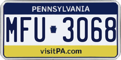 PA license plate MFU3068