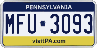 PA license plate MFU3093