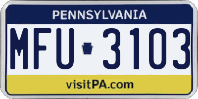 PA license plate MFU3103
