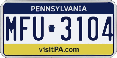 PA license plate MFU3104