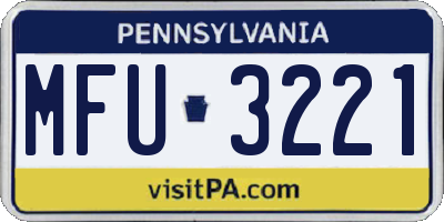 PA license plate MFU3221
