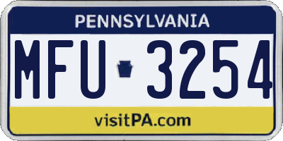 PA license plate MFU3254