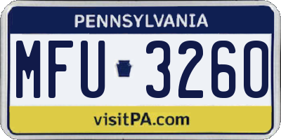PA license plate MFU3260