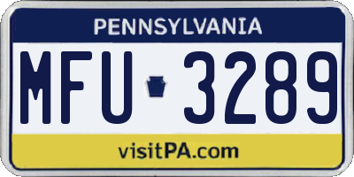 PA license plate MFU3289