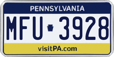 PA license plate MFU3928