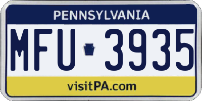 PA license plate MFU3935