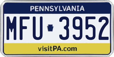 PA license plate MFU3952