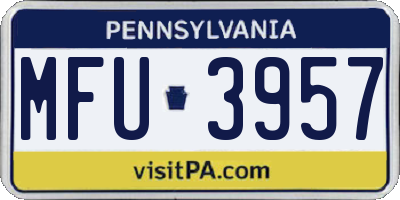 PA license plate MFU3957