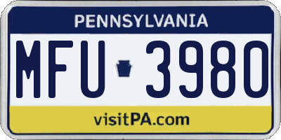 PA license plate MFU3980