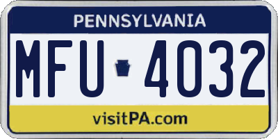 PA license plate MFU4032
