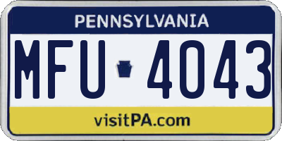 PA license plate MFU4043