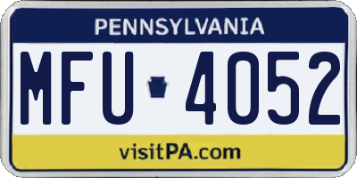 PA license plate MFU4052