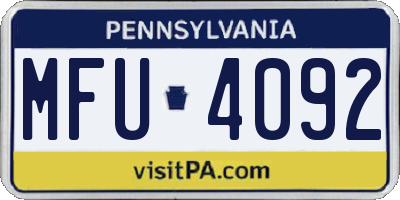 PA license plate MFU4092