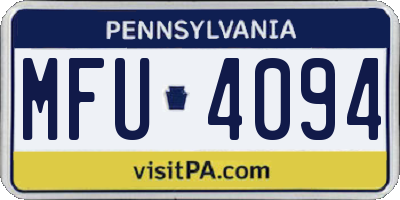 PA license plate MFU4094